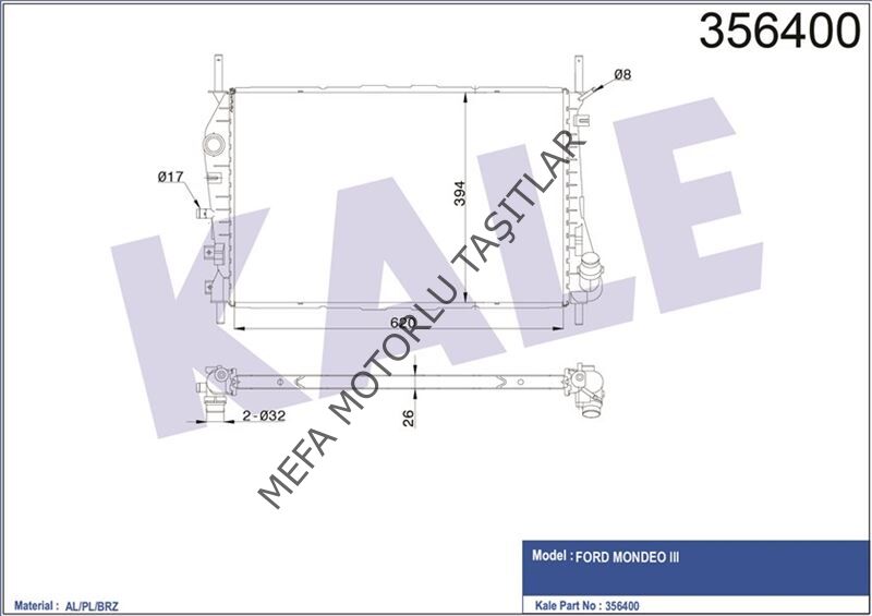 Ford Mondeo Su Radyatörü 2001-2007 2.0 Dizel