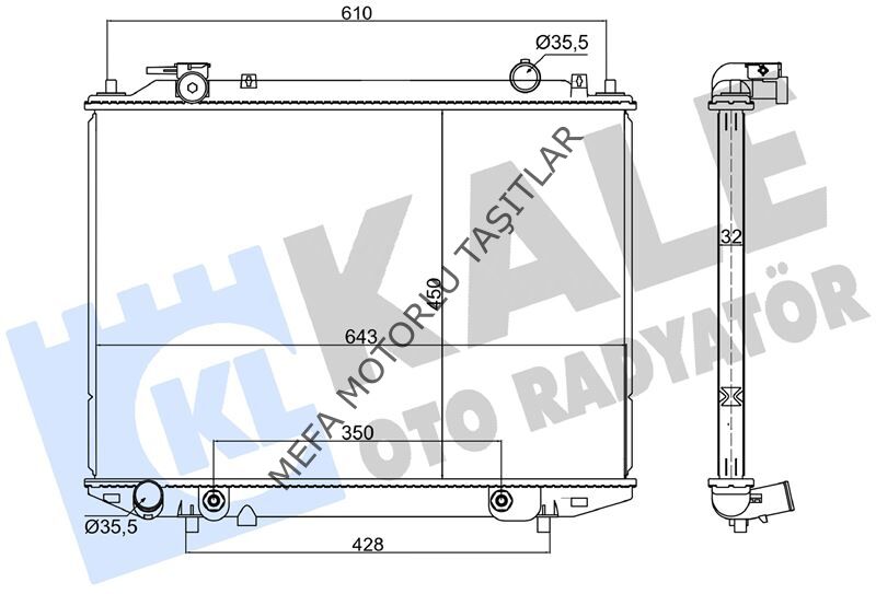 Ford Ranger Su Radyatörü 1999-2010 Otomatik 2.5 Dizel