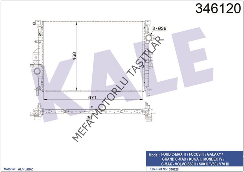 Ford Mondeo Su Radyatörü 2007-2014 1.6-2.0 Dizel