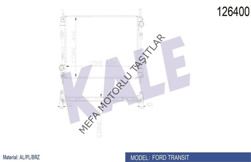 Ford Transit Su Radyatörü V184 2002-2006 Klimasız
