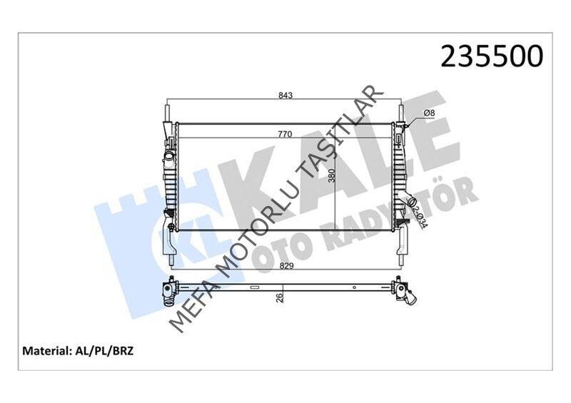 Ford Transit V347 Su Radyatörü 2006-2009 Klimalı