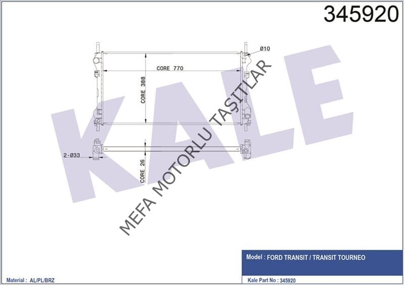 Ford Transit V184 Su Radyatörü Ön Çeker 2.0 125Ps 2002-2006