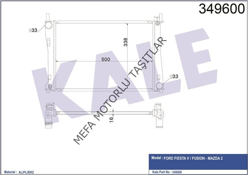 Ford Fiesta Fusion Su Radyatörü 1.4 Benzinli 2002-2008