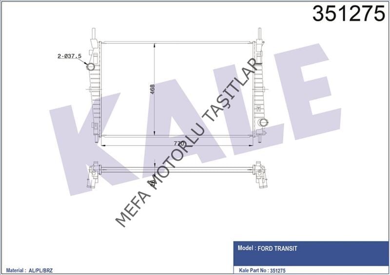 Ford Transit Su Radyatör 2006-2011 200 Ps 3.2 Motor