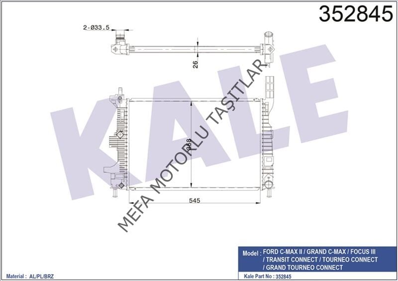 Ford Focus Cmax Su Radyatörü 1.5-1.6 Dizel 2012-2016