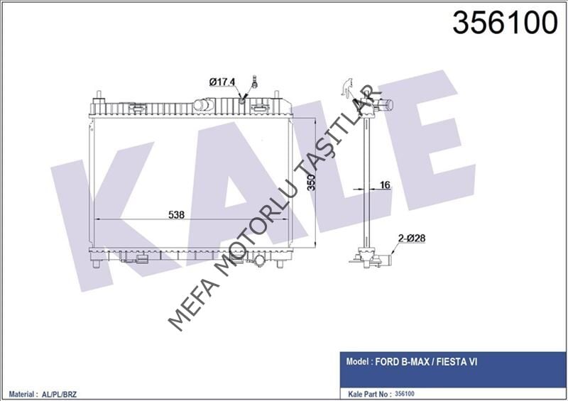 Ford Fiesta Su Radyatörü 1.4 Benzinli 2009-2012