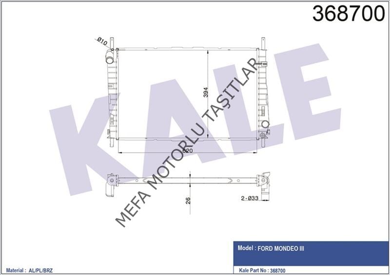 Ford Mondeo Su Radyatörü 2.0 Benzinli 2001-2006