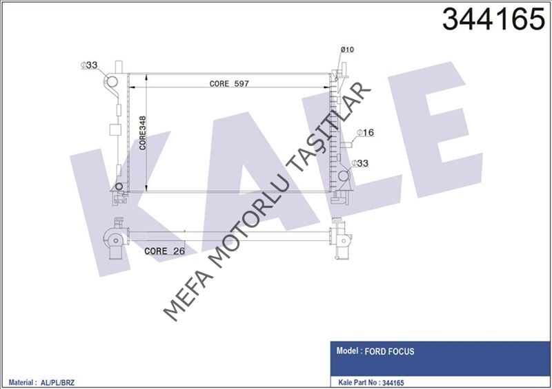 Ford Focus Su Radyatörü 1.6 Benzin Otomatik 1998-2004