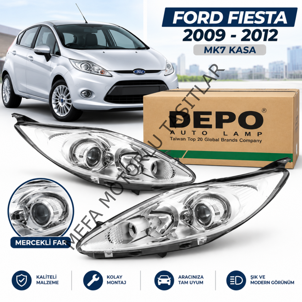 Ford Fiesta Mercekli Far Takımı 2009-2012 Sağ Sol