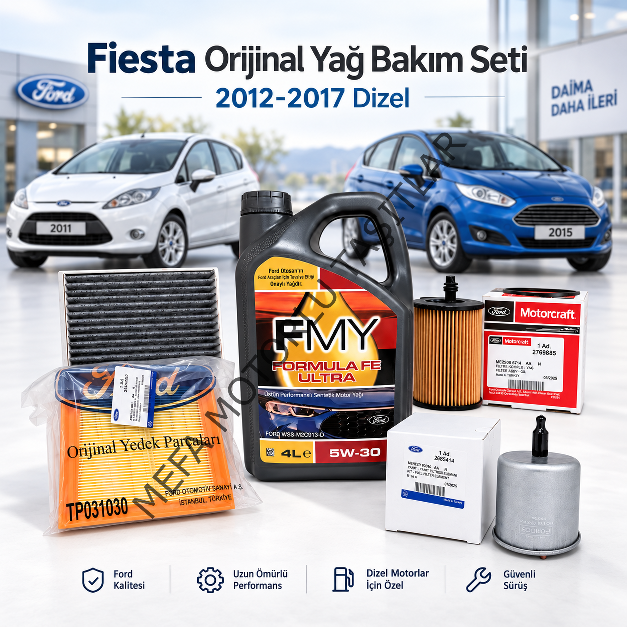 Fiesta Orijinal Yağ Bakım Seti 2012-2017 Dizel Yerli Polen
