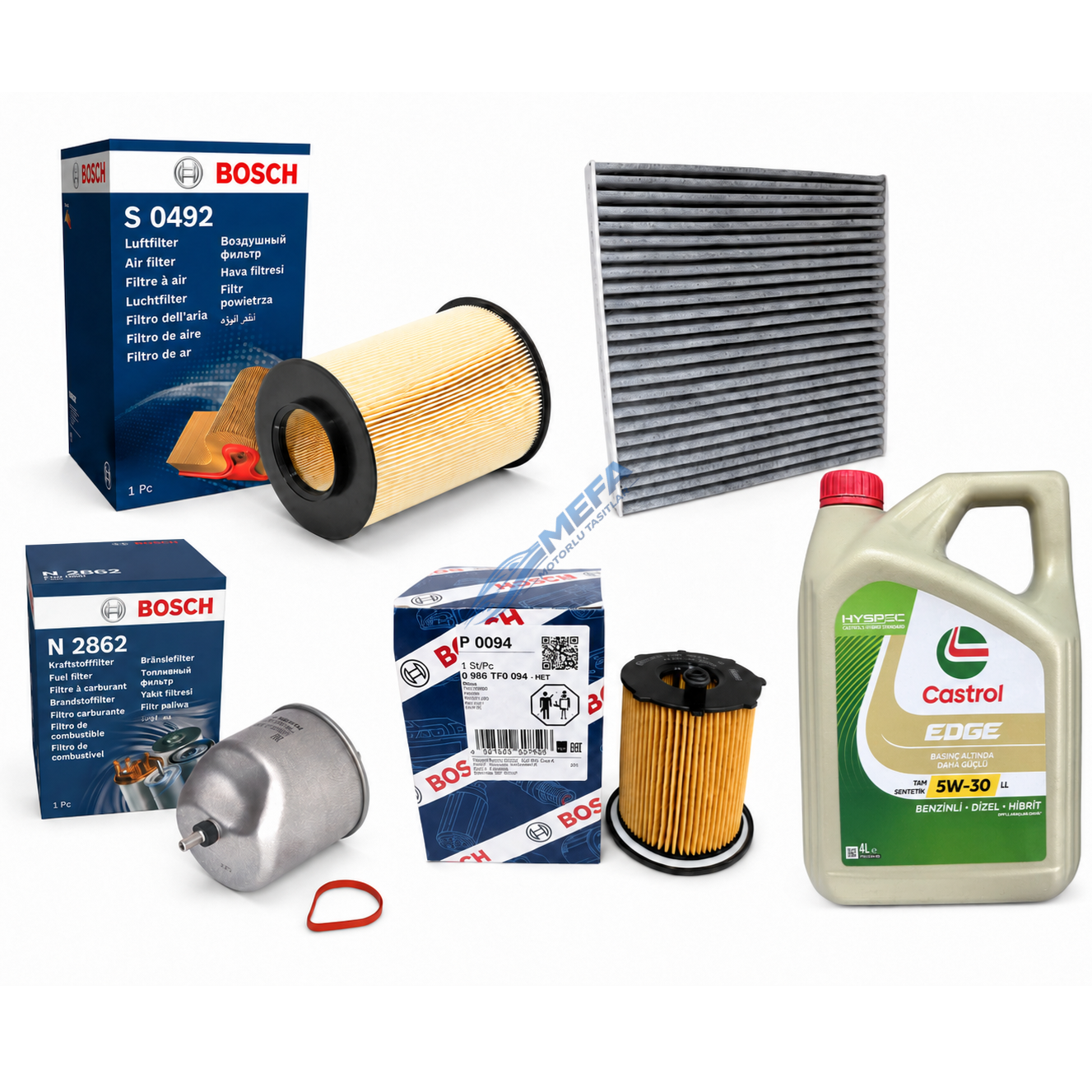 Focus Cmax Yağ Bakım Seti 1.5-1.6 Dizel 2012-2016 4 Filtre + Castrol Motor Yağı